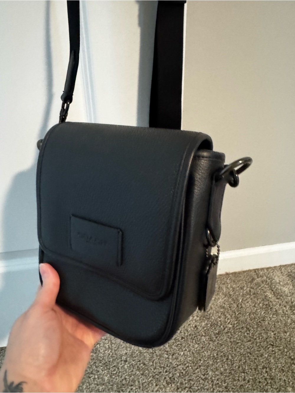 Coach Black Pebbled Leather Small Flap Crossbody - Picture 2 of 10